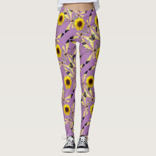 Lavendel Abstrakt Sonnenblume Libelle Leggings