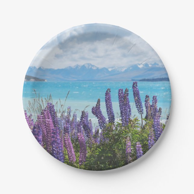 Lavendel am Seeufer Pappteller (Vorderseite)