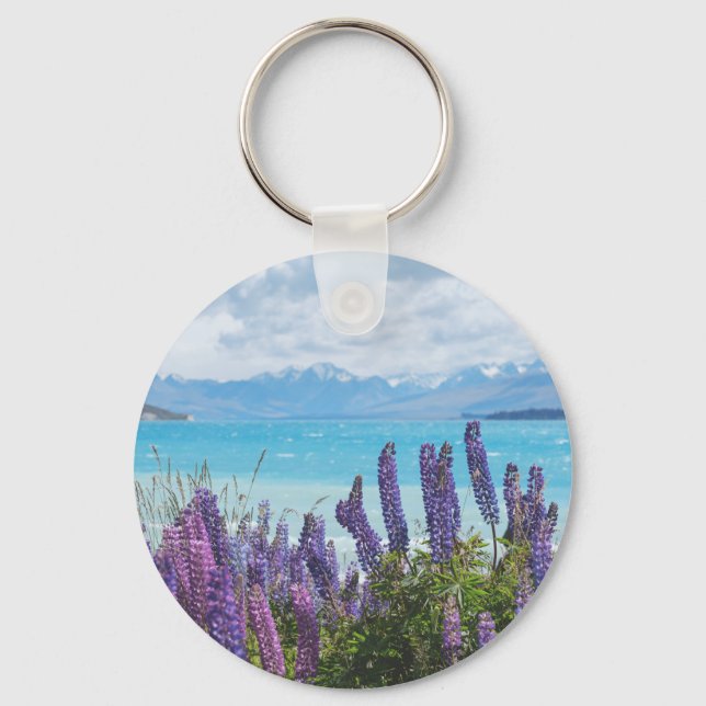 Lavendel am Seeufer Schlüsselanhänger (Vorderseite)