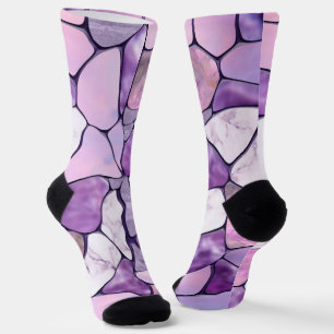 Lavendel Amethyst Marmorzellen abstrakt Socken
