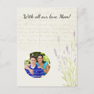 Lavendel-Anbau Vintage-Handschrift Muttertag Postkarte