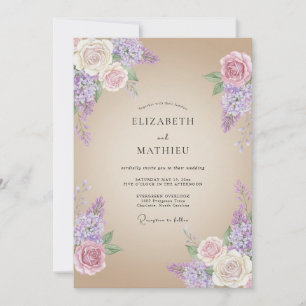 Lavendel Anziehende Rustikale Hochzeit Einladung