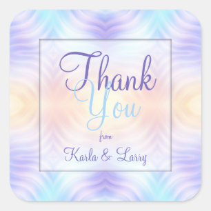 Lavendel-aquamarine gelbe Melone danken Ihnen Quadratischer Aufkleber