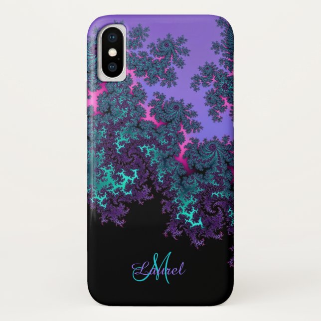 Lavendel-aquamarines Fraktal personalisierter Case-Mate iPhone Hülle (Rückseite)