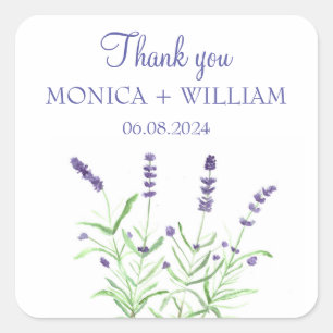 Lavendel Aquarell Blume Kräuter rustikal lila Quadratischer Aufkleber