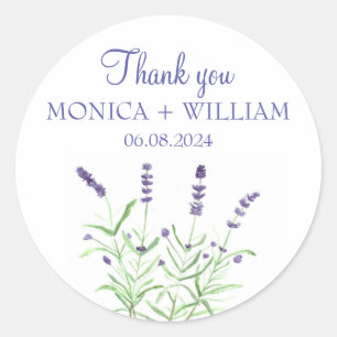 Lavendel Aquarell Blume Kräuter rustikal lila Runder Aufkleber