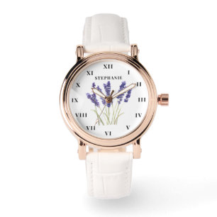 Lavendel-Aquarell-Blumen-Lila-Modern Armbanduhr