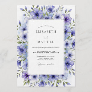 Lavendel-Aquarell-Blumenhochzeit Einladung