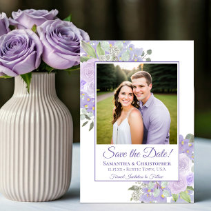 Lavendel Aquarell Boho Chic Florales Foto Hochzeit Save The Date