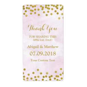 Lavendel-Aquarell-Goldconfetti-Hochzeits-Aufkleber