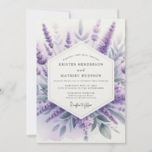 Lavendel-Aquarell-Wiesenhochzeit Einladung