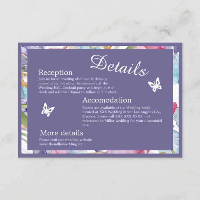 Lavendel Aquarell Wildblume Grünpflanzen Begleitkarte (Vorderseite)