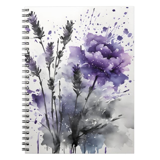 Lavendel - Aquarellblumen Notizblock (Vorderseite)
