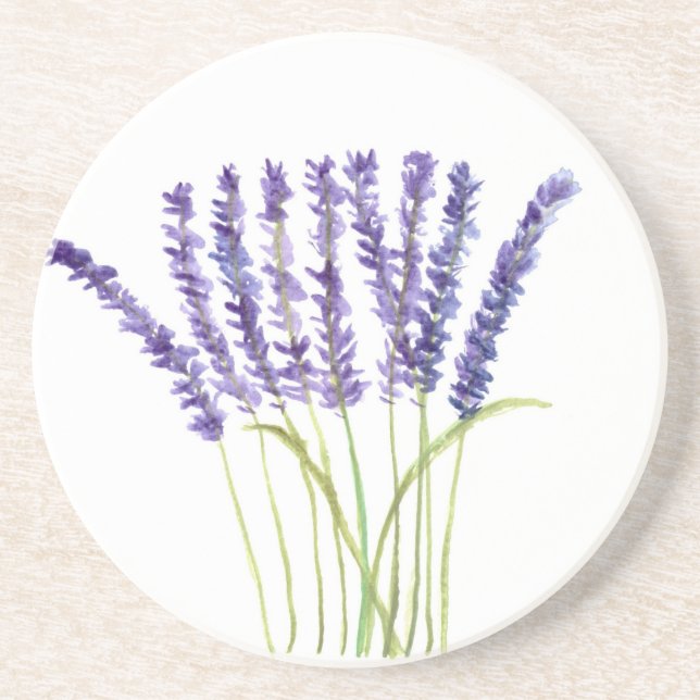 Lavendel Aquarellmalerei, violette Blumen Untersetzer (Vorne)