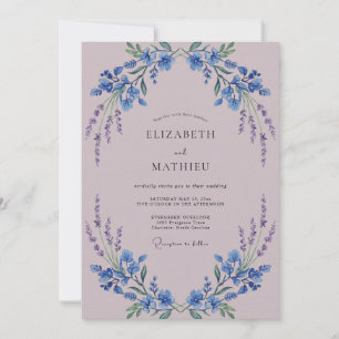 Lavendel Art Nouveau Blütenhochzeit Einladung
