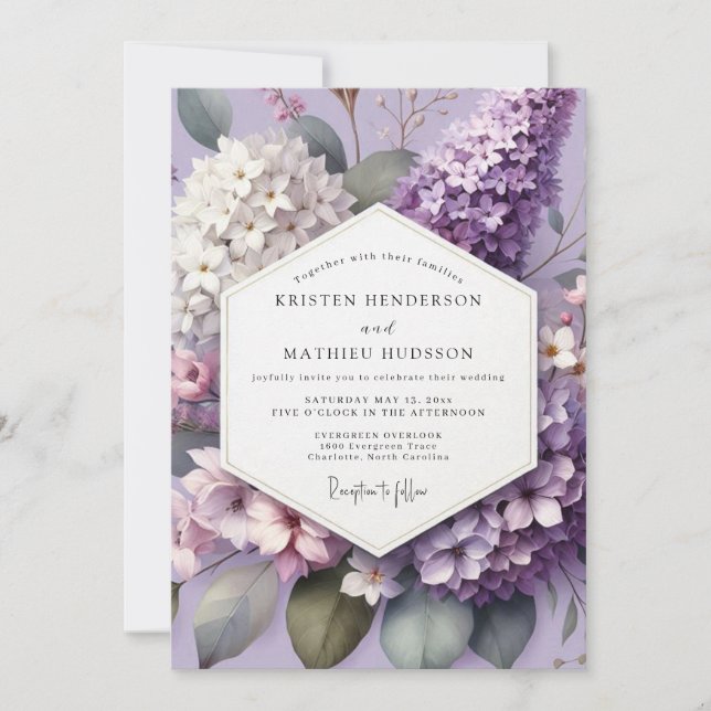 Lavendel Ätherische Blütenhochzeit Einladung (Vorderseite)