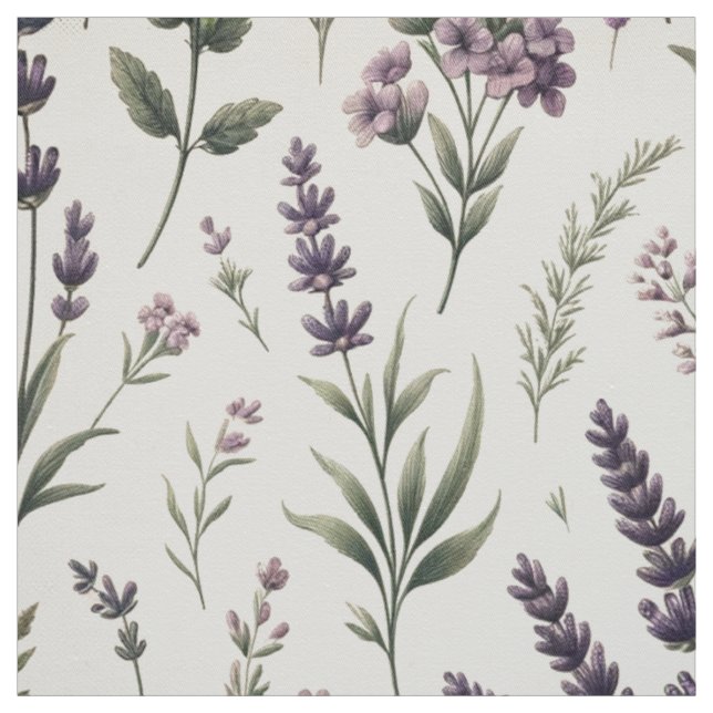 Lavendel auf Creme Vintage Blumenstoffe Stoff (Muster)