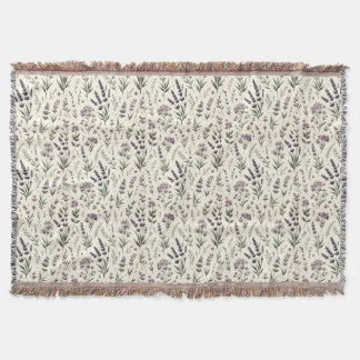 Lavendel auf cremefarbenem Vintage-Blumen-Wurfdeck Decke