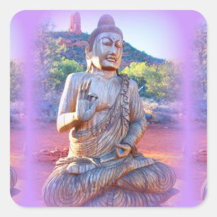 Lavendel-aura-Buddha Quadratischer Aufkleber