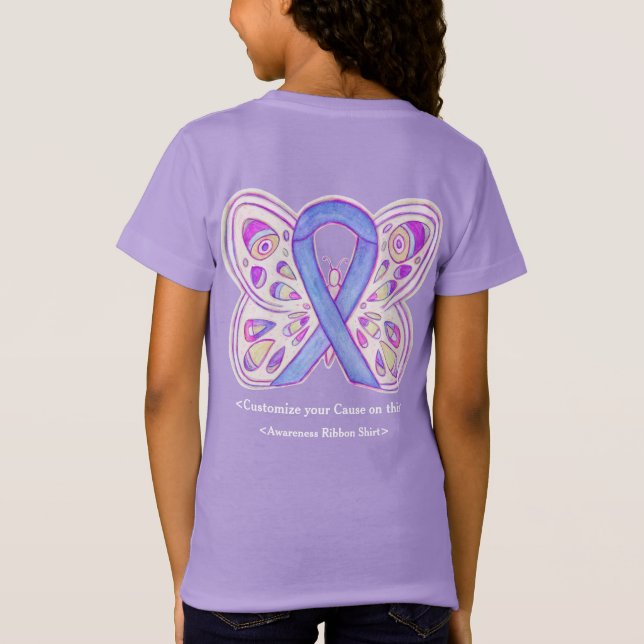 Lavendel Awareness Ribbon Butterfly Custom Shirt (Rückseite)