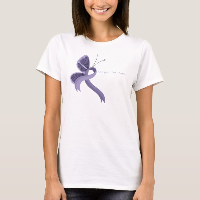 Lavendel Awareness Ribbon Butterfly T - Shirt (Vorderseite)