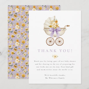Lavendel-Baby-Shower-Dankeskarten Vintage-Kinder Dankeskarte