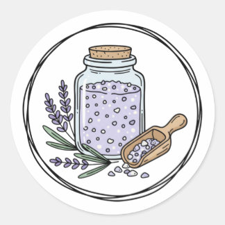 Lavendel-Badesalzglas-Etiketten-Illustration | Spa Runder Aufkleber