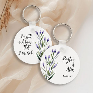 Lavendel-Bibelvers christliches Hochzeitsgastgesch Schlüsselanhänger