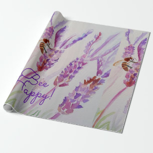 Lavendel-Biene-Glück-Kraut-Aquarell-Blume Geschenkpapier