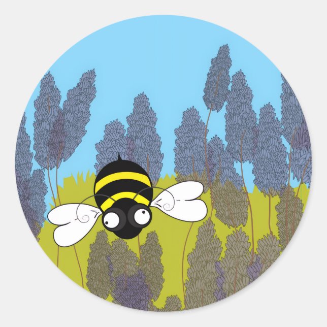Lavendel-Biene-Rundum-Aufkleber Runder Aufkleber (Vorderseite)