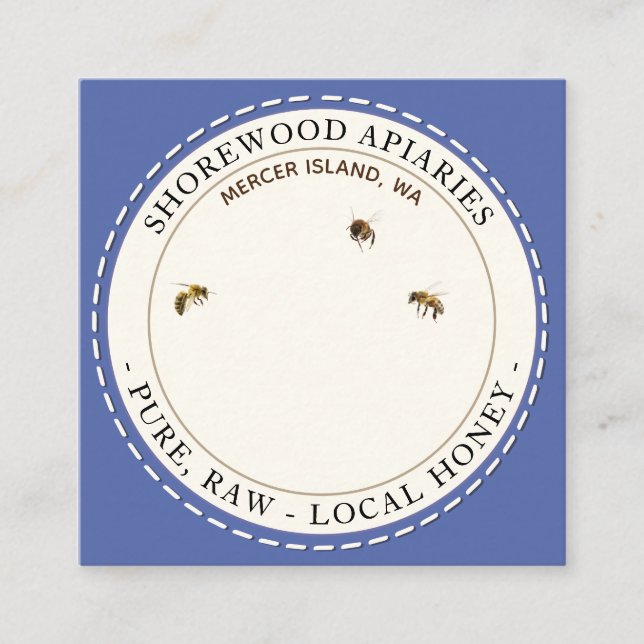 Lavendel & Bienen Honig Label Square Business Card Quadratische Visitenkarte (Vorderseite)