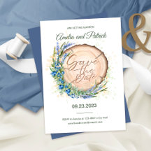 Lavendel Blaubeer Hochzeit Save-the-Date-Karte