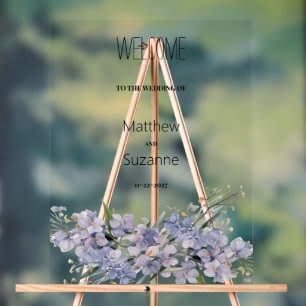 Lavendel-blaue Pink-Minze-grüne Wildblumen Willkom Acrylschild