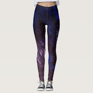 Lavendel-blaue und schwarze abstrakte leggings