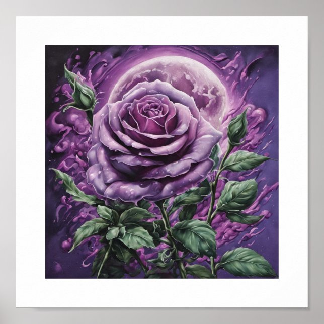 Lavendel Blood Moon Rose Poster (Vorne)