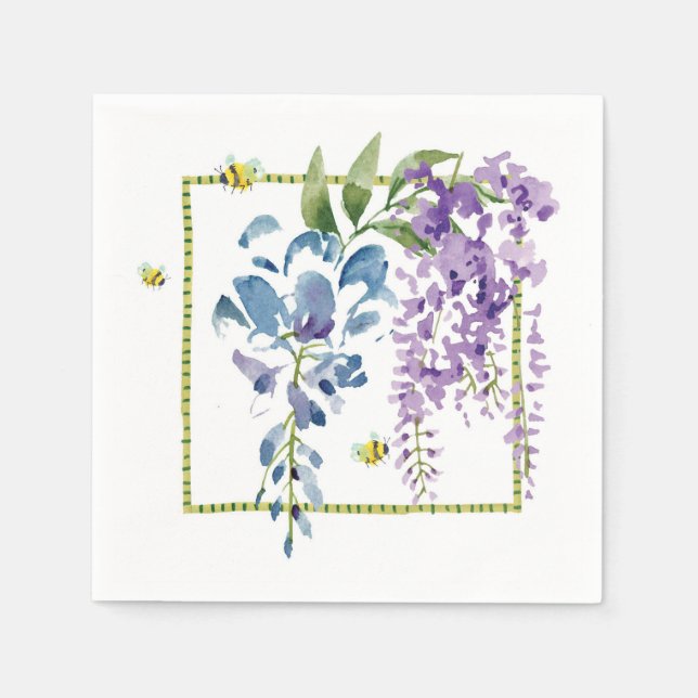 Lavendel Blue Wistful Wisteria Serviette (Vorderseite)