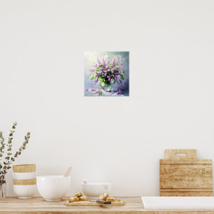 Lavendel blühender Fliederstrauß Poster