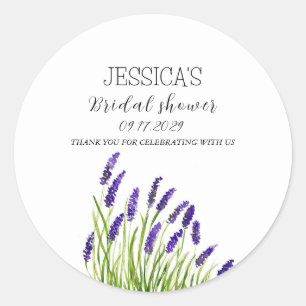 Lavendel Blume Aquarell rustikales Brautparty Runder Aufkleber