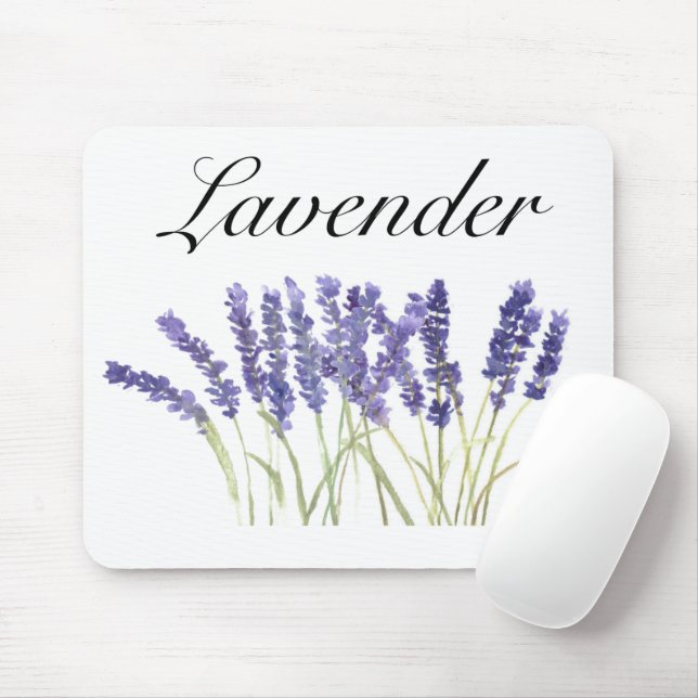 Lavendel Blume Aquarellkräuter lila schick Mousepad (Mit Mouse)