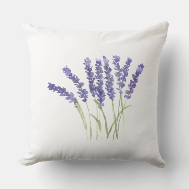 Lavendel Blume Aquarellkräuter lila Violett Kissen (Vorderseite)