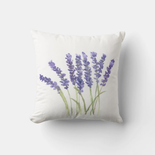 Lavendel Blume Aquarellkräuter lila Violett Kissen (Vorderseite)