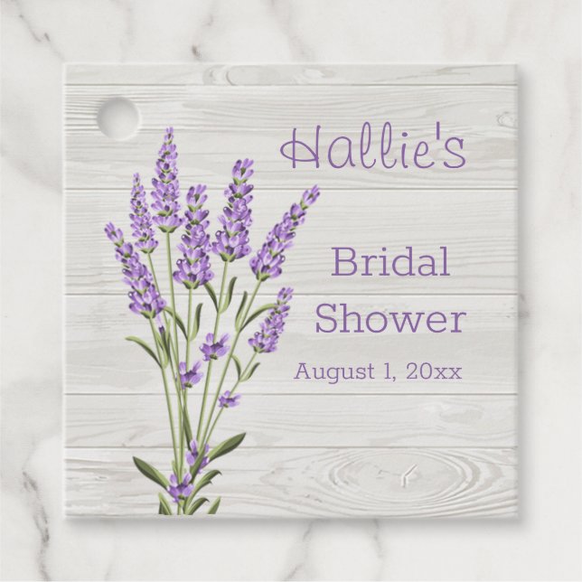 Lavendel-Blume auf Brautparty Geschenkanhänger (Vorderseite)