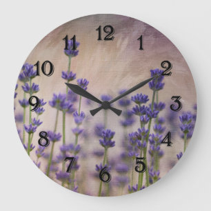 Lavendel-Blume Große Wanduhr