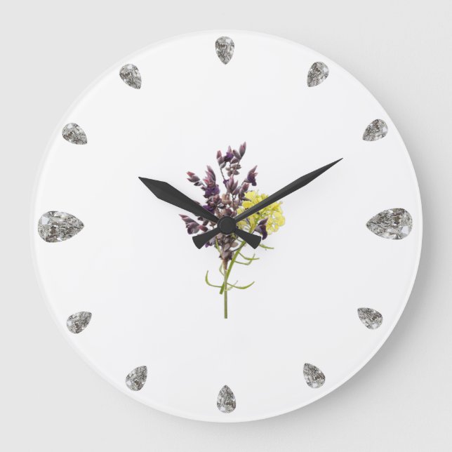 Lavendel-Blume Große Wanduhr (Vorderseite)