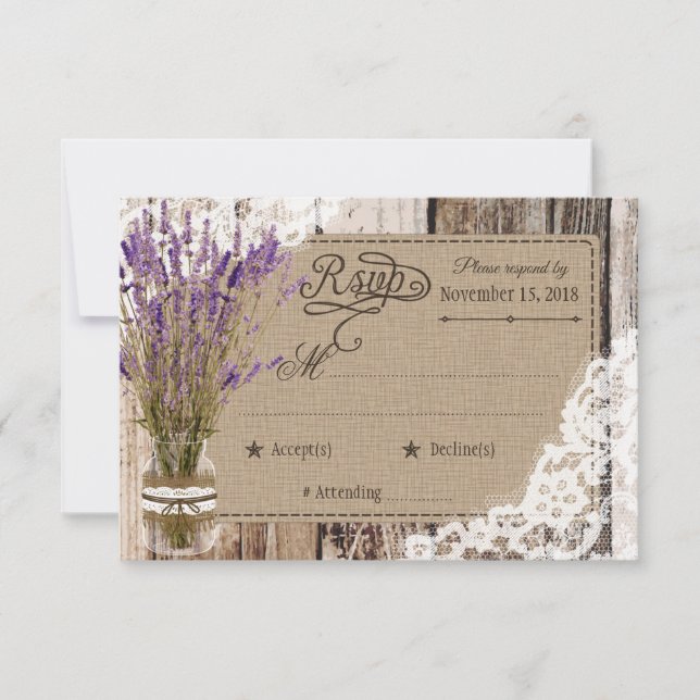 Lavendel-Blume Holzspitze RSVP-Karte RSVP Karte (Vorderseite)