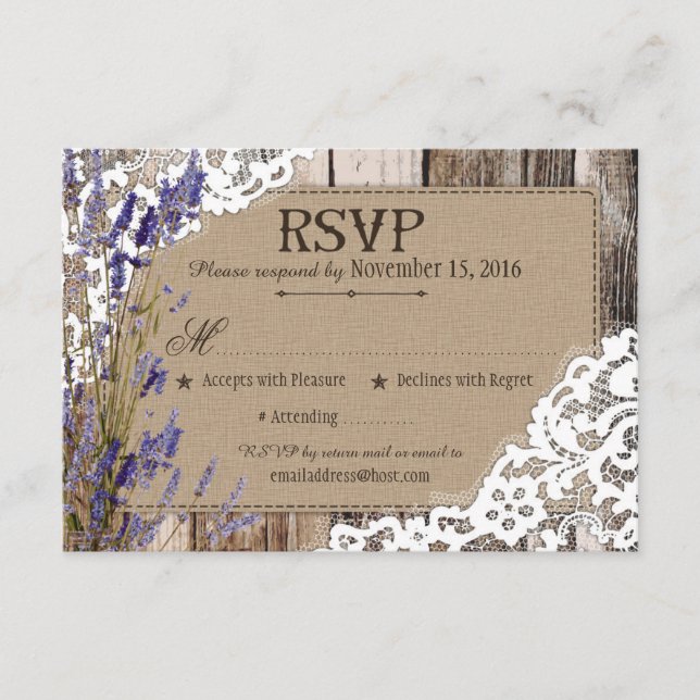 Lavendel-Blume Holzspitze RSVP-Karte RSVP Karte (Vorderseite)