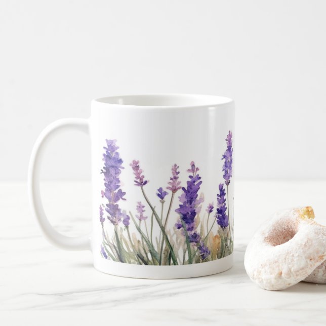 Lavendel-Blume Kaffeetasse (Mit Donut)