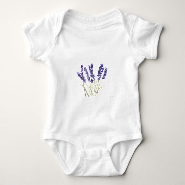 Lavendel Blume lila Aquarellblütennatur Baby Strampler (Vorderseite)