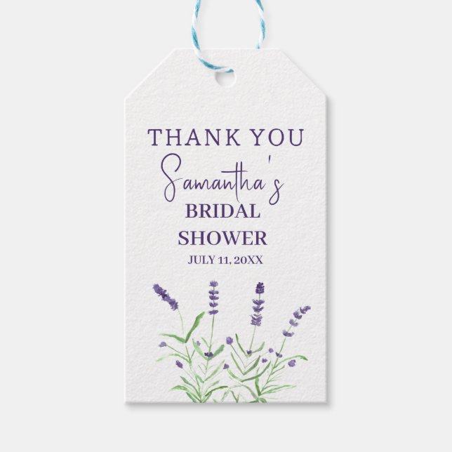 Lavendel Blume Lila Aquarellfarben-Brautparty Geschenkanhänger (Vorderseite)