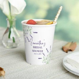 Lavendel Blume Lila Aquarellfarben-Brautparty Pappbecher